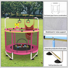 Load image into Gallery viewer, Trampoline pour Enfants, Trampoline réglable pour bébé avec Panier de Basket-Ball, Trampoline intérieur et extérieur de 200 kg avec enclos