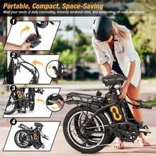 Load image into Gallery viewer, Folding Electric Bike for Adults with 20" Fat Tires, 750W Brushless Motor, 30MPH, 44-Mile Range, LCD Display &amp; Fork Suspension for Snow/Sand Commuting