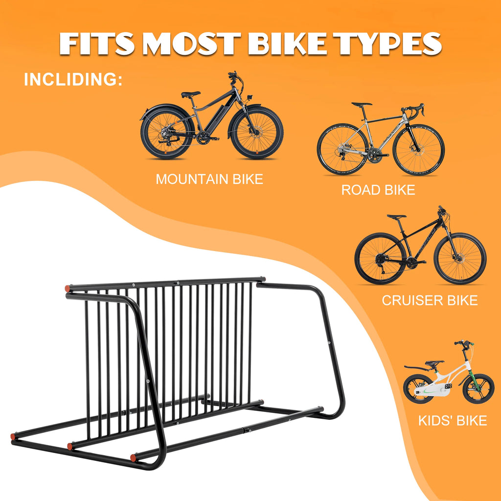AECOJOY Commercial Floor Bike Rack Stand, 10-Bike Capacity Dual Sided Bicycle Storage Stand Floor Parking Stand