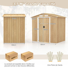 Load image into Gallery viewer, Abri de Jardin 2.3㎡ en Acier Galvanisé Anti-UV 196x142x186cm Cabane de Jardin Exterieur 3.7m³ avec Porte Coulissante Rampe Naturel