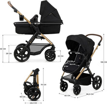 Load image into Gallery viewer, Kinderkraft MOOV2 Poussette 3 en 1, Système de voyage de la naissance à 27 kg, Siège auto Mink PRO I-Size inclus, Capote extensible avec filtre UPF50+, Accessoires pratiques, Gris