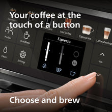 Load image into Gallery viewer, PHILIPS 4400 Series Fully Automatic Espresso Machine – 12 Hot &amp; Iced Coffees, Quick-to-Clean LatteGo Milk System, SilentBrew, QuickStart, Ceramic Grinder, Black Chrome (EP4444/90)