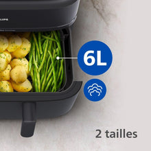 Load image into Gallery viewer, Philips Air Fryer 3000 Series Double Basket - Healthy, Fast and Versatile Cooking, 9 Litre Capacity, Touch Screen, Two Drawer Design (NA350/00)