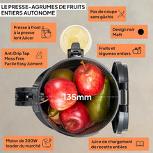 Load image into Gallery viewer, Slow Chewing, Slow Juicer, Fresh and Healthy Juice, Sorbet, Ice Cream, Mouth 75 mm, BPA Free, 240 Watts, Cold Pressure, Stainless Steel Black Fridja f1900