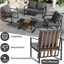 Load image into Gallery viewer, Zepneiy Salon de Jardin, Salon de Jardin 4 Personnes, avec canapé, Table Basse et Coussins, Housse en Tissu déhoussable et Lavable, Noir (Coussins d'assise Inclus)