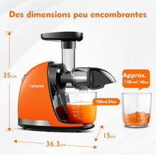 Load image into Gallery viewer, AMZCHEF Extracteur Jus - Extracteur de Jus de Fruits et Légumes - Presses-agrumes à Froid sans BPA avec 2 Tasses et Brosse - Fonction de Mastication Inversée pour Éviter les Blocages - Argent