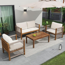 Load image into Gallery viewer, Zepneiy Salon de Jardin, Salon de Jardin 4 Personnes, avec canapé, Table Basse et Coussins, Housse en Tissu déhoussable et Lavable, Noir (Coussins d'assise Inclus)