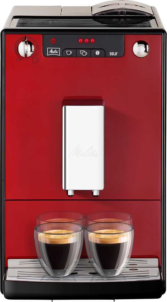 Melitta Caffeo Solo Noir Pure Black, Machine à Café à Grains avec Broyeur et Système d'Extraction des Arômes, Affichage LED, Mode 1 à 2 Tasses, Cafetière Expresso, Automatique, E950-222, 1400W