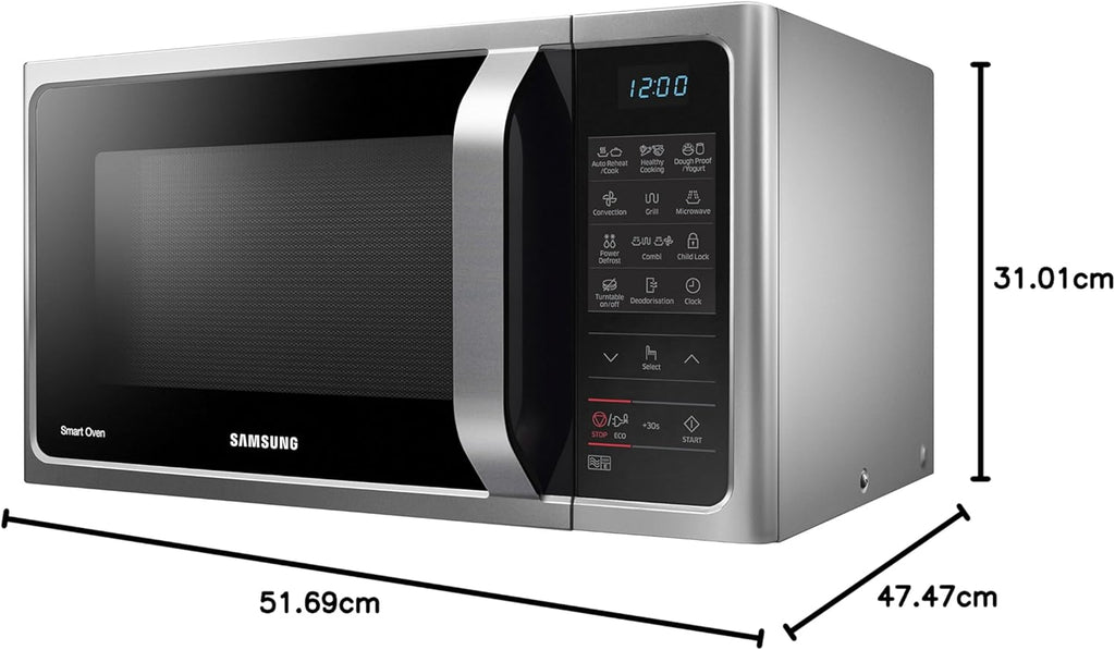 Samsung Four à micro-ondes combiné MC28H5013AS, 1400 W, 28 litres, argent