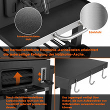 Load image into Gallery viewer, Barbecue Charbon de Bois XL, Chariot à Barbecue, Grill XL à Charbon avec Couvercle, Roues et Thermomètre, Réglable en Hauteur, Grand Barbecue au Charbon de Bois, pour Camping et Jardin, Noir
