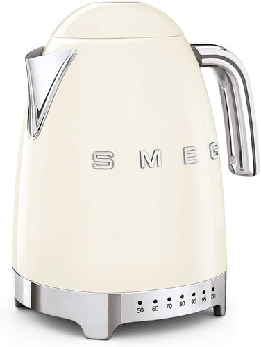 Smeg, KLF04WHEU Variable Temperature Kettle 1.7 L, Multiple Temperatures, Washable Anti-Limescale Filter, Automatic Safety Shutdown, Water Level Indicator, Cable Range, 2400 W, White