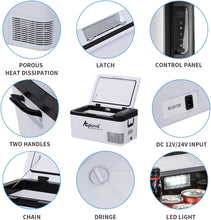 Load image into Gallery viewer, Alpicool LGMP8 8L Glaciere Portable Réfrigérateur Voiture Camping Congélateur 12/24V Mini Frigo pour Maison, Bureau ou Pique-Nique en Plein Air/ -20 à 20℃(Batterie Non Incluse)