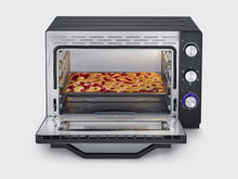 Load image into Gallery viewer, SEVERIN Mini-Four à chaleur tournante 42 L avec pierre à pizza et tournebroche, Four posable 1 800 W design élégant, électrique avec minuteur 120 min, Noir/Inox, TO 2058