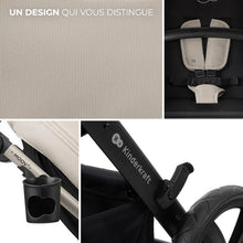 Load image into Gallery viewer, Kinderkraft MOOV2 Poussette 3 en 1, Système de voyage de la naissance à 27 kg, Siège auto Mink PRO I-Size inclus, Capote extensible avec filtre UPF50+, Accessoires pratiques, Gris