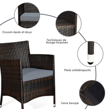 Load image into Gallery viewer, Salon de Jardin 4 PCS Mobilier de Terrasse en Rotin PE pour Véranda Patio Terrasse Piscine Marron et Gris