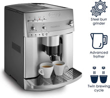 Load image into Gallery viewer, De'Longhi Magnifica Evo Automatic Espresso &amp; Coffee Machine with Manual Milk Frother, Built-in Grinder &amp; Auto-Clean Function - For Latte, Cappuccino, Americano, Iced Coffee, ECAM29043SB