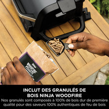 Load image into Gallery viewer, Ninja Woodfire Barbecue électrique et fumoir Pro XL avec thermomètre, barbecue et Air fryer d'extérieur 4-en-1 avec système Smart Cook et granulés Woodfire, portatif, gris/noir, OG850EU
