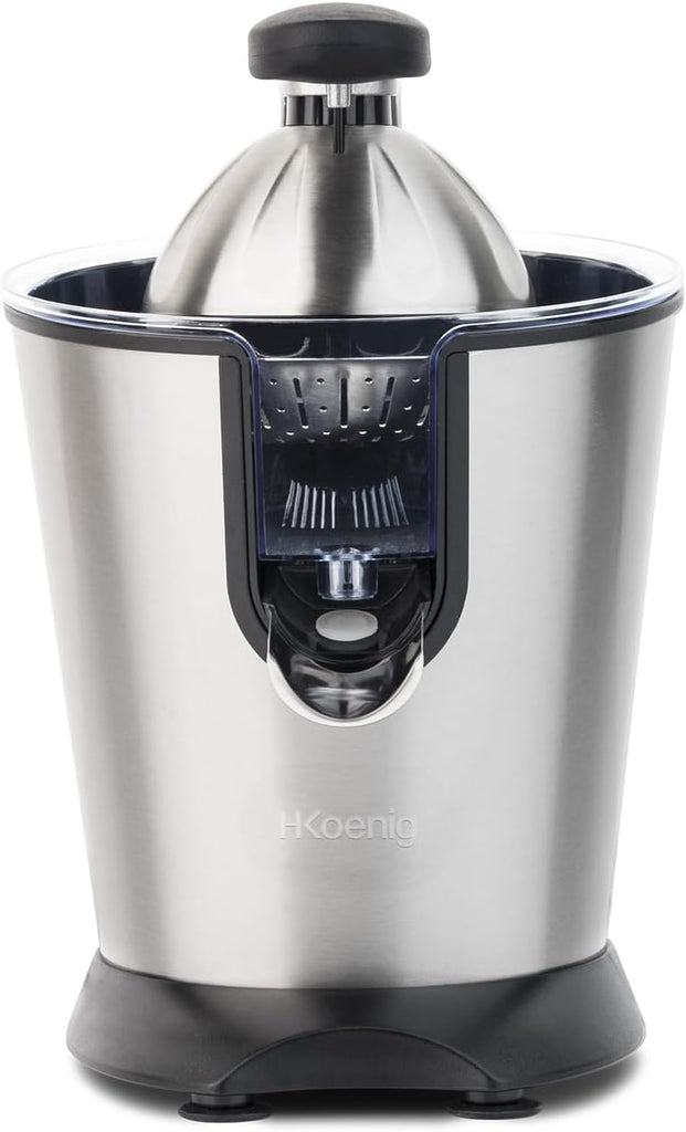 H.Koenig AGR80 160W Professional Electric Citrus Juicer Stainless Steel Lever and Filter Drip Free BPA Free Dishwasher Safe Parts