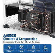 Load image into Gallery viewer, AAOBOSI 45L Glacière à Compresseur, Glaciere Électrique -20℃ à 20℃, Frigo Camion APP&amp;Bouton Contrôle, 12/24V DC et 100-240V AC Glaciere Camping Pour Voiture, Camion, Bateau et Prise De Courant