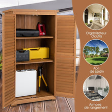 Load image into Gallery viewer, Abri de Jardin En Bois 160 Cm Toit en Asphalte 2 Portes Verrouillables avec Loquet Armoire Cabane en Sapin Pré-Huilé Imperméable 3 Étagères Amovibles Naturel