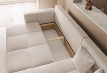 Load image into Gallery viewer, GREKPOL Canapé d'angle Convertible 145x248 à Gauche ou à Droite - Canapé 3 Places Convertible Beige avec Espace de Rangement