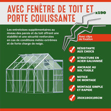 Load image into Gallery viewer, Gardebruk Serre de Jardin en Aluminium 7,63m鲁 abri extrieur pour Plantes lgumes 250x190x195cm avec fen锚tres