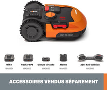 Load image into Gallery viewer, WORX LANDROID Vision WR206E.1, Robot Tondeuse sans Fil périphérique 600 m² Surf.Max 700 m², Installation en 30 Min, Caméra 4K + IA Adaptative, évite Tous Les Obstacles, Coupe des Bordures, Multizone