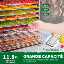 Load image into Gallery viewer, Kwasyo Food Dehydrator, 10 Trays • Desiccator with Timer (24H) • Fruit and Vegetable Dehydrator Adjustable Temperature (30 to 90°C) + 1 x Recipe Book