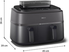 Load image into Gallery viewer, Philips Air Fryer 3000 Series Double Basket - Healthy, Fast and Versatile Cooking, 9 Litre Capacity, Touch Screen, Two Drawer Design (NA350/00)