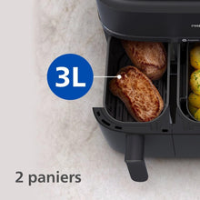 Load image into Gallery viewer, Philips Air Fryer 3000 Series Double Basket - Healthy, Fast and Versatile Cooking, 9 Litre Capacity, Touch Screen, Two Drawer Design (NA350/00)