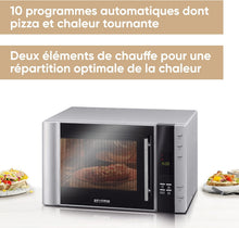 Load image into Gallery viewer, SEVERIN Four à micro-ondes 30 L, 2 500 W, avec fonction gril et chaleur tournante, avec 5 niveaux de puissance, 10 programmes automatiques, Inox/Noir, MW 7775
