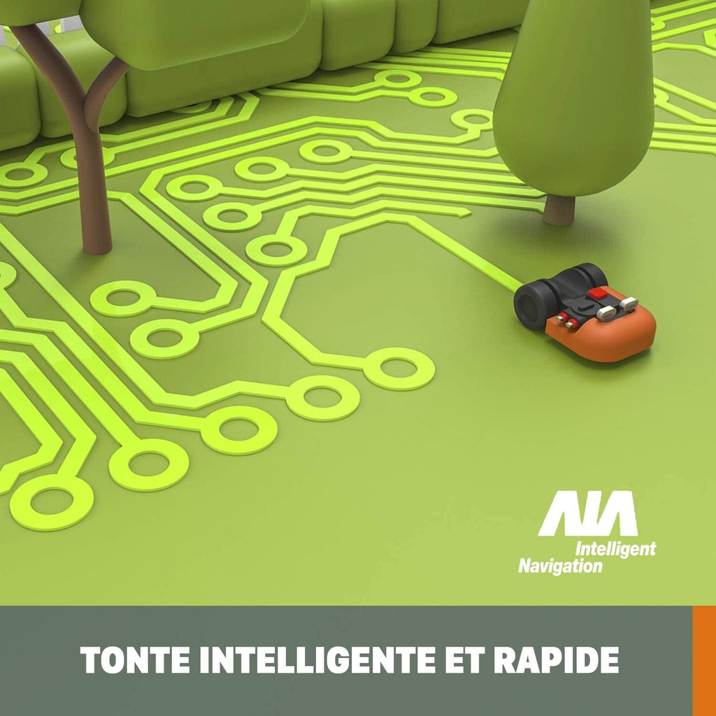 WORX LANDROID Vision WR206E.1, Robot Tondeuse sans Fil périphérique 600 m² Surf.Max 700 m², Installation en 30 Min, Caméra 4K + IA Adaptative, évite Tous Les Obstacles, Coupe des Bordures, Multizone