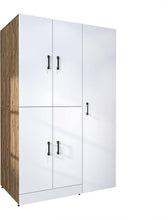 Load image into Gallery viewer, ROOMART Dora - Armoire de machine à laver - Pour sèche-linge et machine à laver - En 4 couleurs - Avec portes et panneau coulissant - Blanc - Chêne blanc - Chêne anthracite - Chêne blanc (chêne blanc)