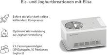 Load image into Gallery viewer, SPRINGLANE Sorbetière et yaourtière Elisa 2,0 L avec compresseur auto-refroidissant 180 W (Argent, avec accessoires)
