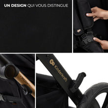Load image into Gallery viewer, Kinderkraft MOOV2 Poussette 3 en 1, Système de voyage de la naissance à 27 kg, Siège auto Mink PRO I-Size inclus, Capote extensible avec filtre UPF50+, Accessoires pratiques, Gris