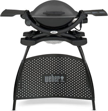 Load image into Gallery viewer, Weber Q1400 Barbecue électrique avec support, surface de cuisson 43 x 32 cm, nomade, grille en fonte émaillée divisée en 2 parties, couvercle et cuve en fonte d'aluminium - Gris foncé (52020853)