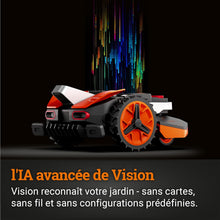 Load image into Gallery viewer, WORX LANDROID Vision WR206E.1, Robot Tondeuse sans Fil périphérique 600 m² Surf.Max 700 m², Installation en 30 Min, Caméra 4K + IA Adaptative, évite Tous Les Obstacles, Coupe des Bordures, Multizone
