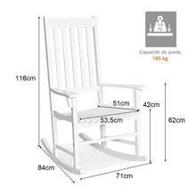 Load image into Gallery viewer, Fauteuil  Bascule en Bois d'Acacia Chaise Berante pour Jardin Pelouse Balcon Blanc -