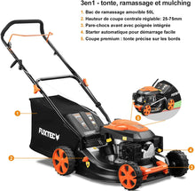 Load image into Gallery viewer, FUXTEC Tondeuse thermique pousse FX-RM4646ECO - Tres bon rapport qualit-prix - Easy Clean 3en1 largeur de coupe 46cm - bac de ramassage 50L