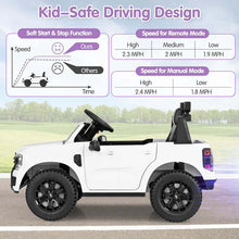 Load image into Gallery viewer, 12V Licensed Ford Ranger Kids Ride on Car, Battery Powered Electric Vehicle Toy Car w/ Remote Control, Storage Basket, Music
