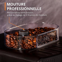 Load image into Gallery viewer, Krups Machine à café grain, 1,7 L, 2 tasses en simultané, Nettoyage automatique, Buse vapeur pour Cappuccino, Cafetière espresso, Essential noire YY8125FD, Noir