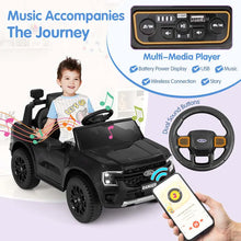 Load image into Gallery viewer, 12V Licensed Ford Ranger Kids Ride on Car, Battery Powered Electric Vehicle Toy Car w/ Remote Control, Storage Basket, Music