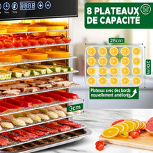 Load image into Gallery viewer, Kwasyo Food Dehydrator, 10 Trays • Desiccator with Timer (24H) • Fruit and Vegetable Dehydrator Adjustable Temperature (30 to 90°C) + 1 x Recipe Book