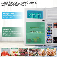 Load image into Gallery viewer, Réfrigérateur Compact Mini-réfrigérateur 90 L Congélateur Séparé avec Design à 2 Portes Fonctionnement Silencieux Blanc/Gris/Noir
