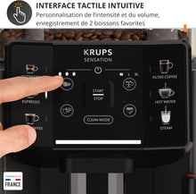 Load image into Gallery viewer, Krups Sensation C50, Machine à café grains, machine expresso, 5 boissons accès direct, Interface tactile, Facile à utiliser, Nettoyage automatique, Buse vapeur Cappuccino, Fabriqué en France EA910810