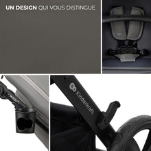 Load image into Gallery viewer, Kinderkraft MOOV2 Poussette 3 en 1, Système de voyage de la naissance à 27 kg, Siège auto Mink PRO I-Size inclus, Capote extensible avec filtre UPF50+, Accessoires pratiques, Gris