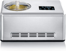 Load image into Gallery viewer, SEVERIN EZ 7405 2-in-1 Ice Cream Maker, Includes Ice Cream Container (2L) and Recipe Book, Digital Timer, Lid Open, Silver