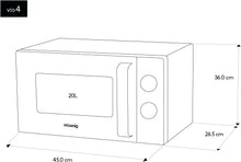 Load image into Gallery viewer, H.Koenig Four à Micro-ondes Compact Digital 20L VIO2, 700W, Plateau tournant 24,5cm, Multifonction Programmable 6 niveaux de chauffe, Décongélation et Express, Minuterie 60min, Effet mirroir noir