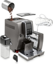 Load image into Gallery viewer, De'Longhi Dinamica LatteCrema Espresso Machine with Automatic Milk Frother for Latte, Cappuccino, Built-in Grinder, Silver, ECAM35075SI