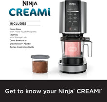 Load image into Gallery viewer, Ninja CREAMi Deluxe Ice Cream &amp; Frozen Treat Maker for Ice Cream, Sorbet, Milkshakes, Frozen Yogurt, &amp; More, 11-in-1, XL Capacity, Silver, Includes (2) Family-Sized 24 oz. Tubs, NC501